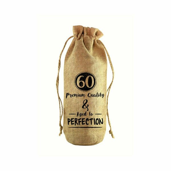 Zees Creations 60 & Aged to Perfection Jute Wine Bottle Sack JB1005